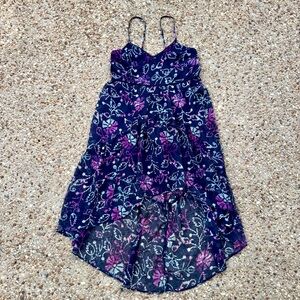 Ecote UO Blue Pink Floral High Low Lined Dress Size S